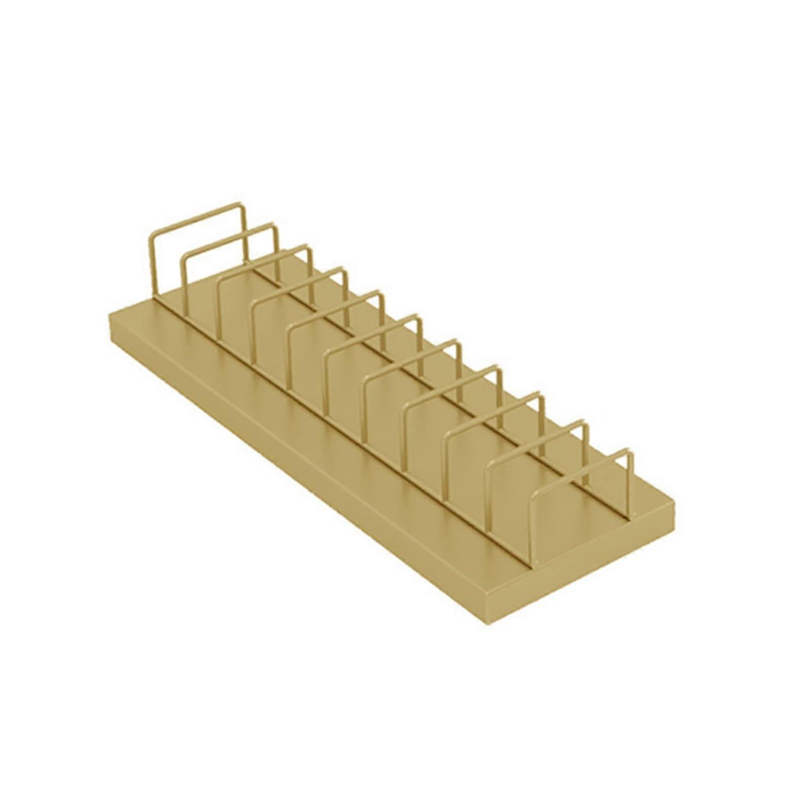 Large Capacity Tile Display Rack for Desktop, Gold 10Slot Ceramic Sample Holder with Rustproof Finish