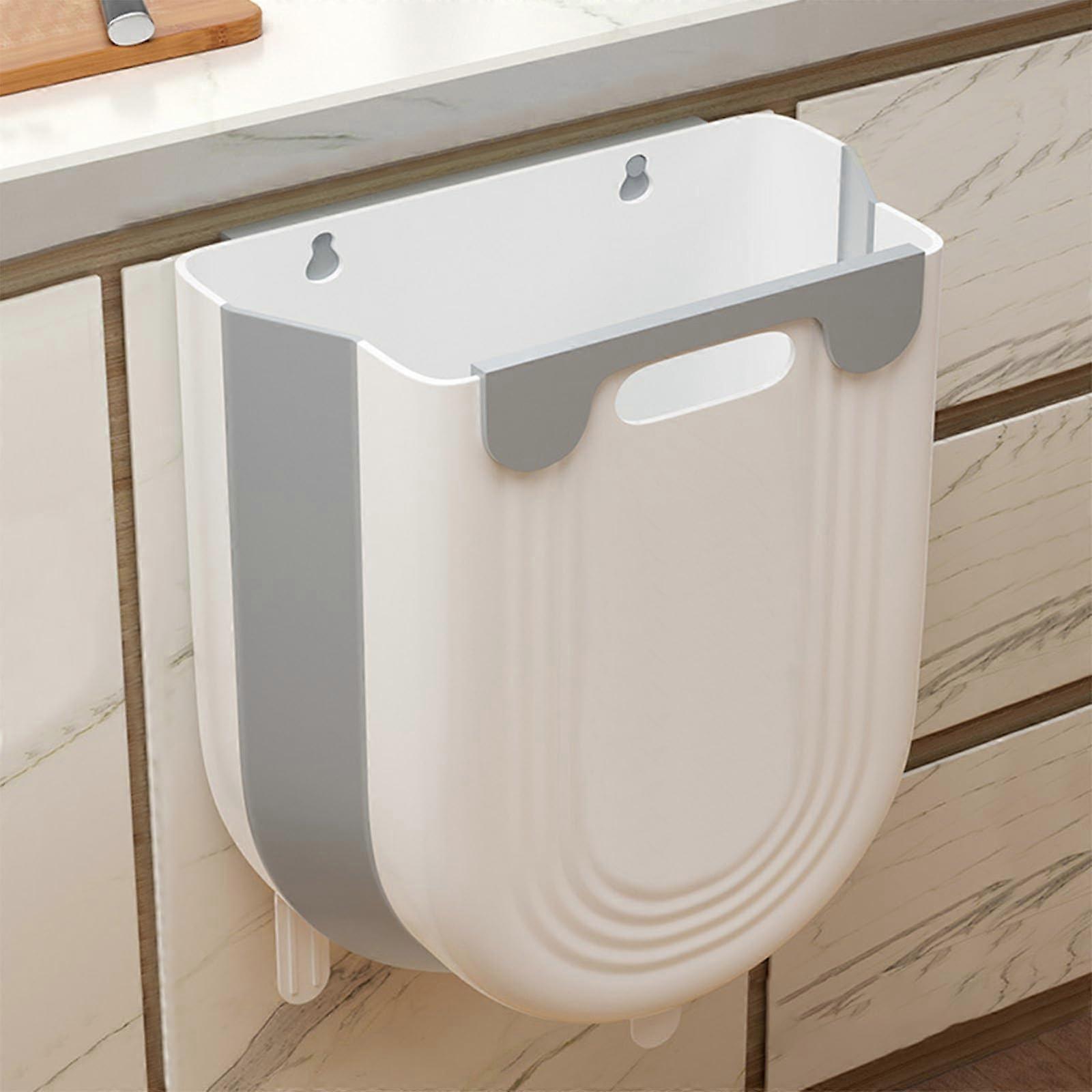 Wall Mounted Foldable Trash Can for Kitchen with Punch Install and Adjustable Compost Bin