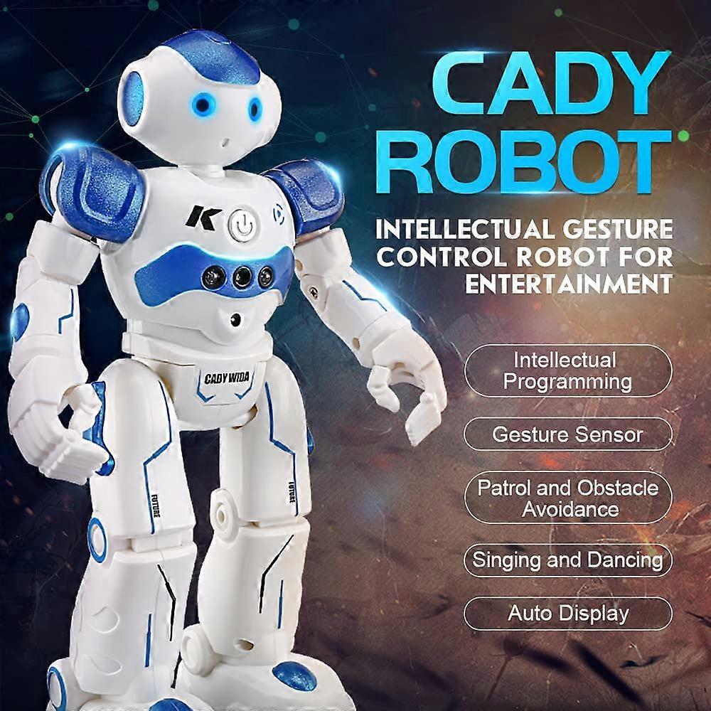 Blue Programmable Robot Toy with Gesture Control, Singing and Dancing, Remote Controlled