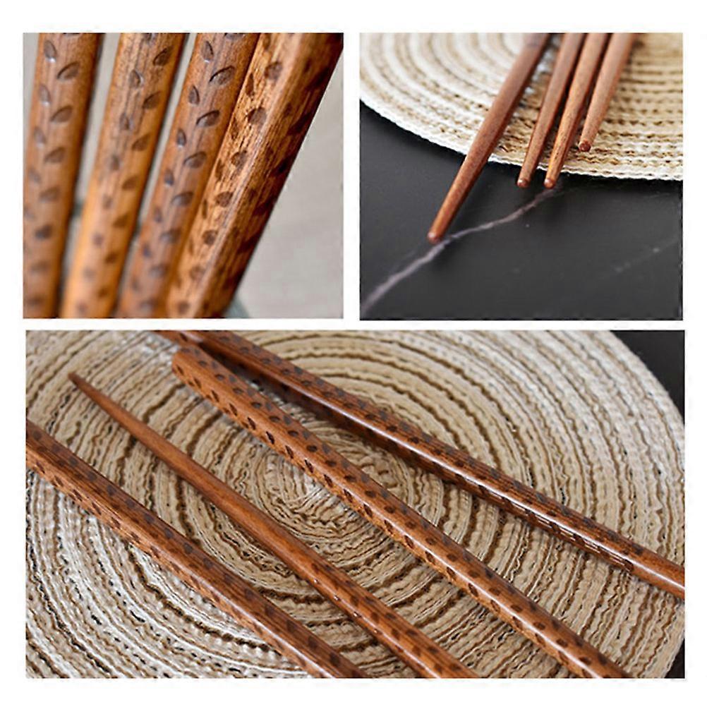 Reusable Chopsticks Creative Grain Pattern Wooden Tableware For Kitchen Dining 22.5X0.8X0.8Cm 10Pcs