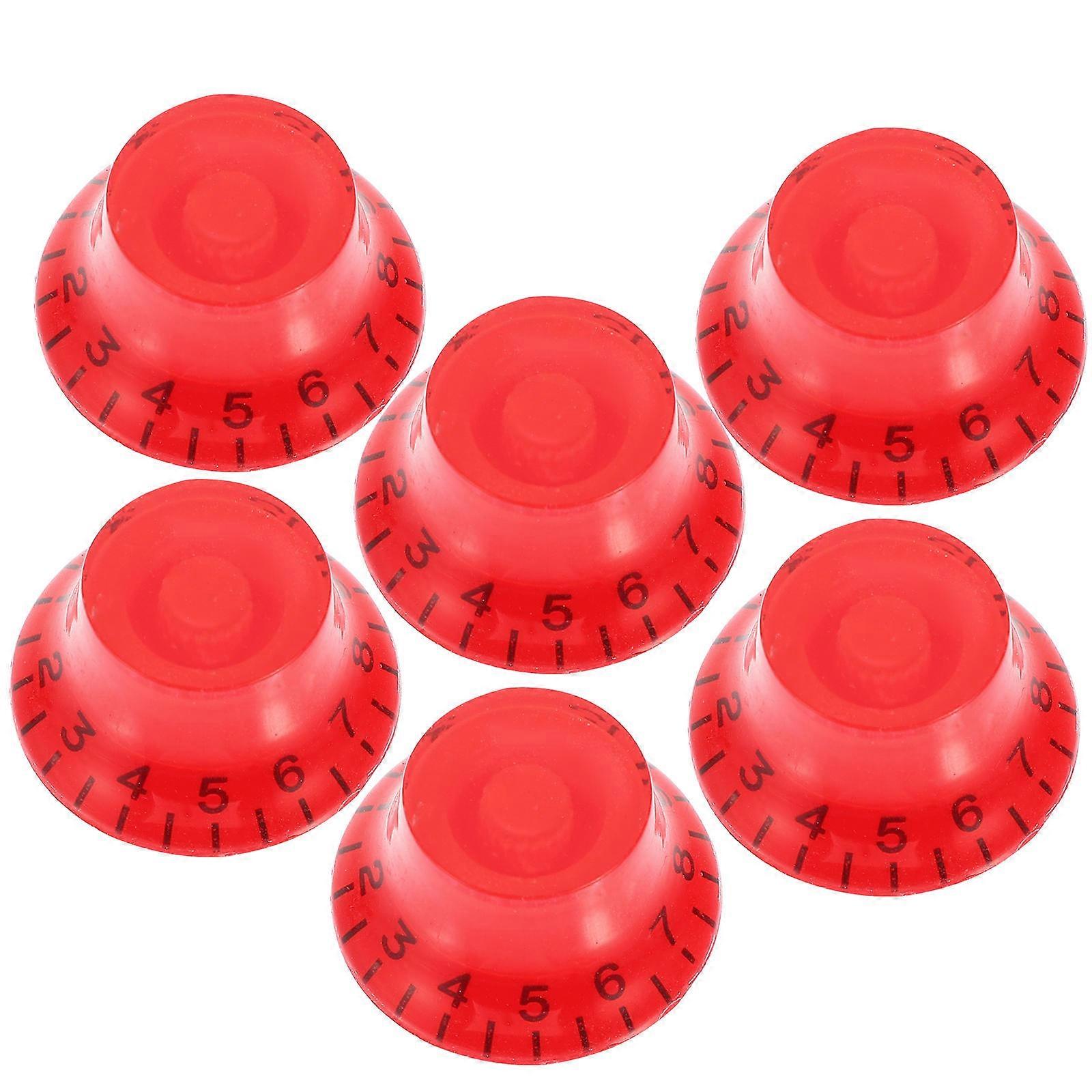 Red Electric Guitar Volume Knobs Acrylic Guitar Potentiometer Caps 6Pcs