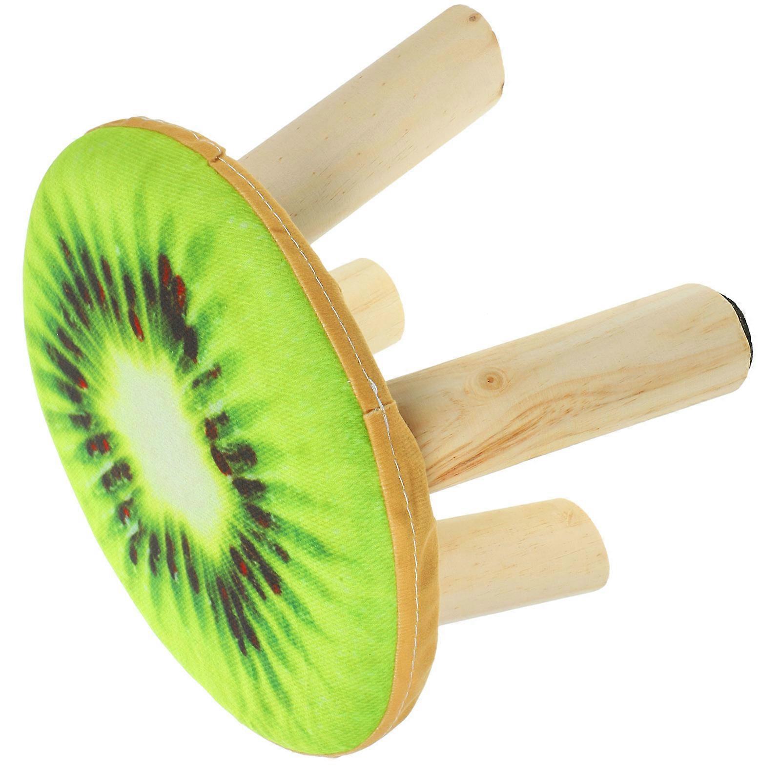 Cartoon Small Stool Solid Wood Stool for Sitting with Sponge Cushion