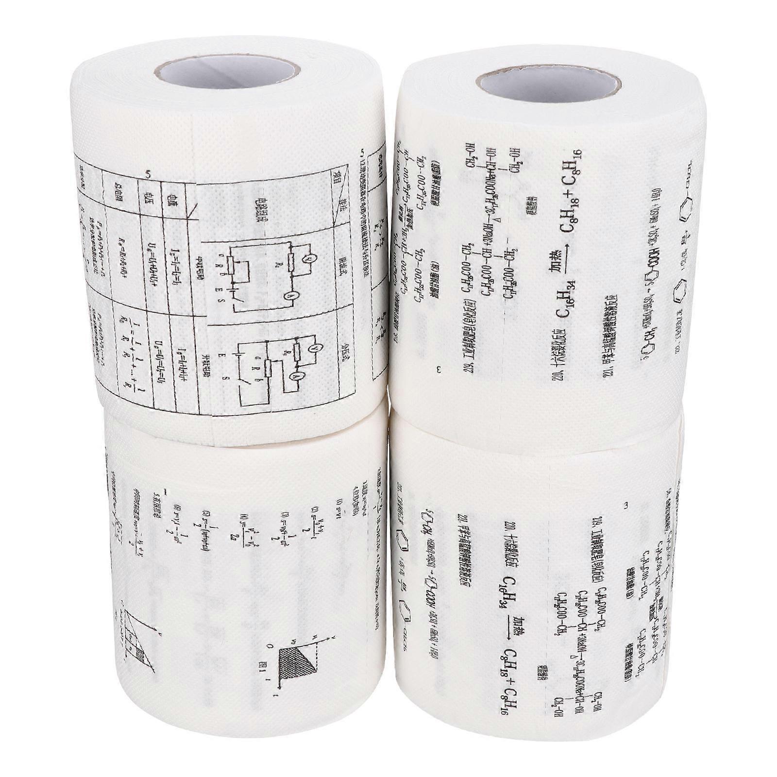 Printed Toilet Paper Featuring Chemical Physics Patterns For Restaurant Use 4Pcs Dissolvable