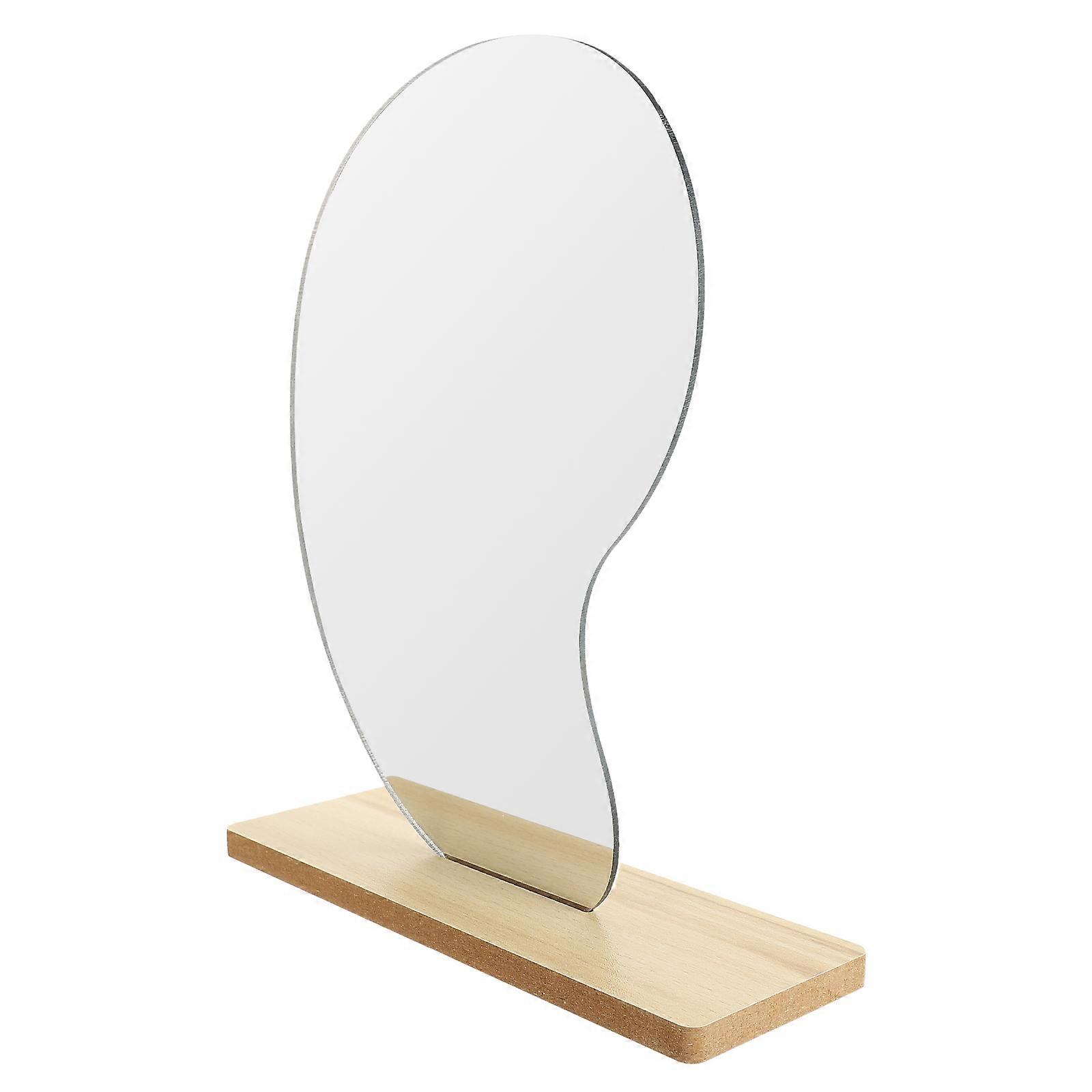 Acrylic Makeup Mirror with Wooden Stand for Table Decor 3Pcs Vanity Set