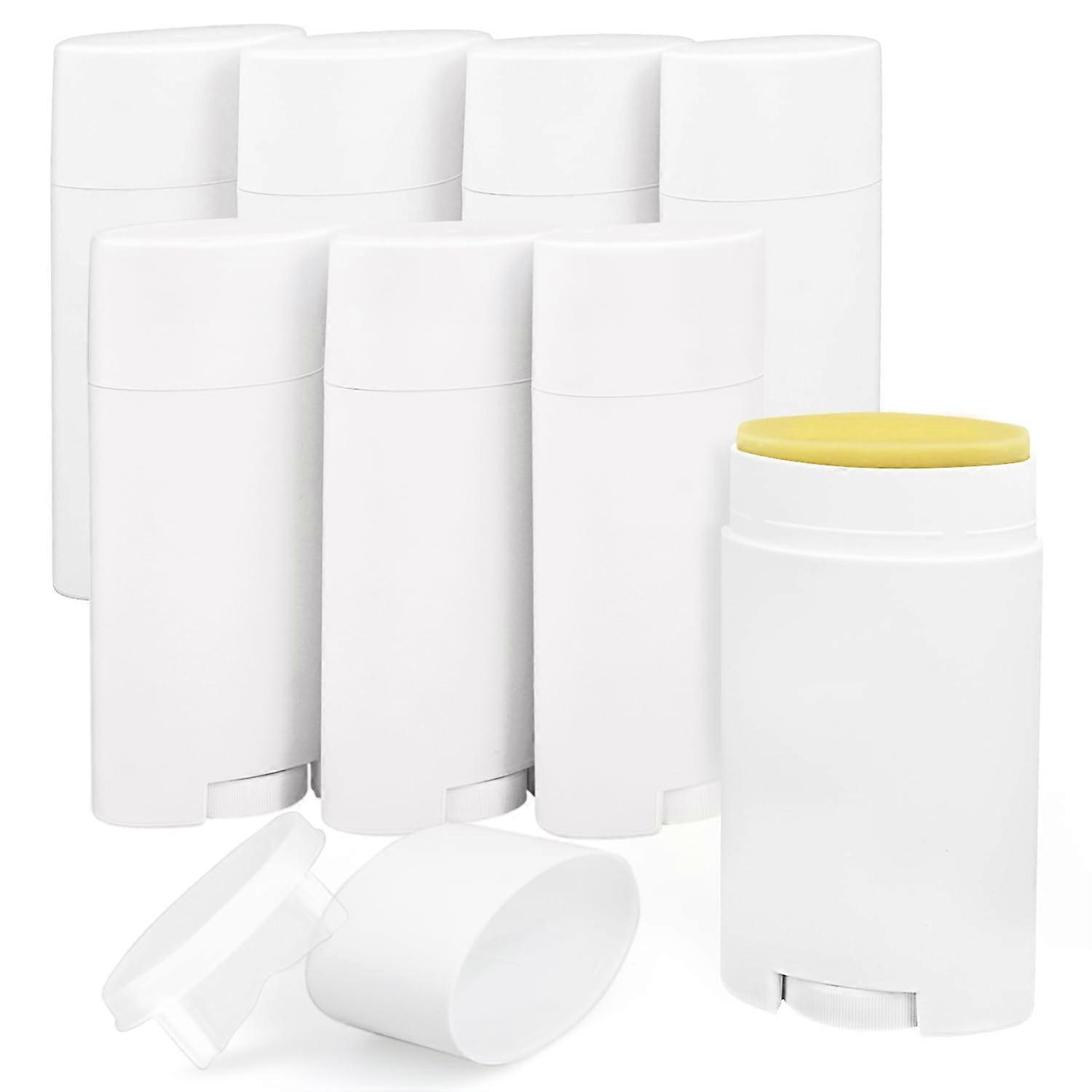 8 Pcs Empty Deodorant Containers 2.5oz Refillable Plastic TwistUp Oval Tubes for DIY