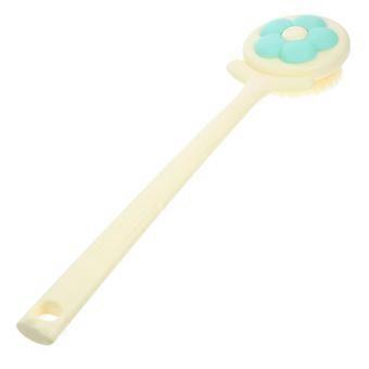 Ergonomische rugscrubber met lange steel en zachte borstelharen voor het scrubben van het lichaam onder de douche of op een droge plaats.
