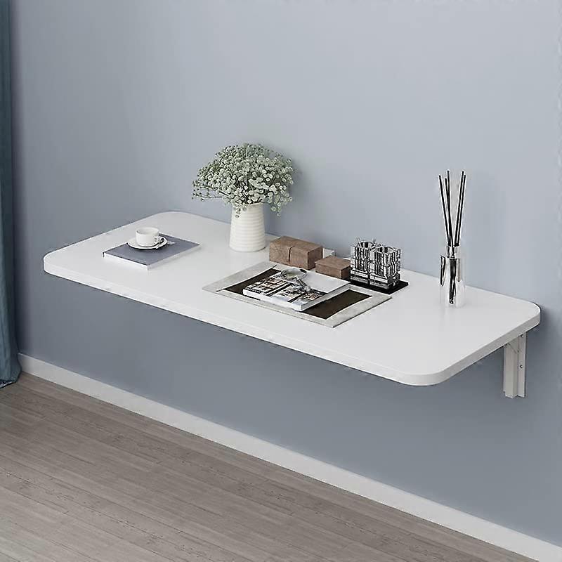 Wall Mounted Folding Table for Small Spaces, White Fold Down Desk for Kitchen, Laundry or Office