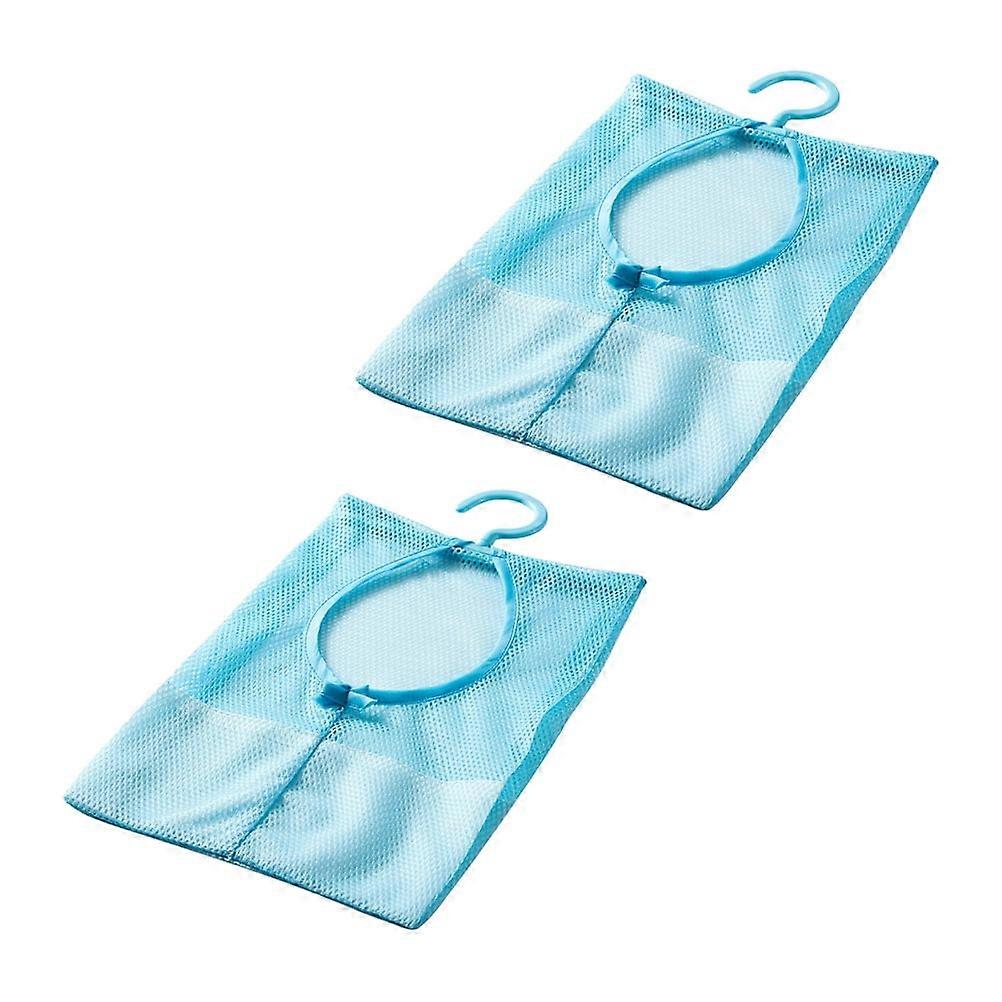 2Pcs Multipurpose Mesh Clothespin Bag with Hanging Hook for Easy Access