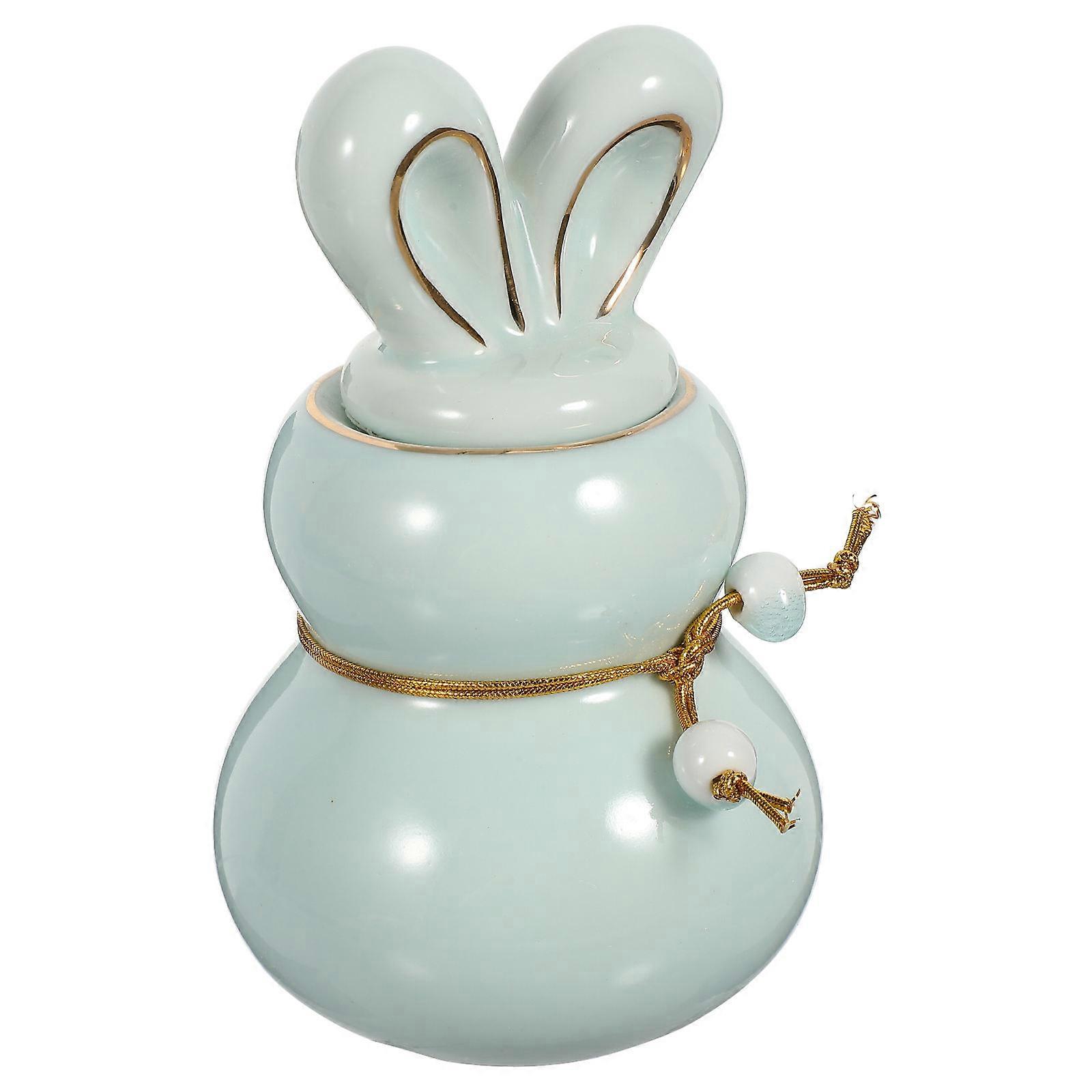 Blue Ceramic Tea Jar for Storage Use with Sealing Function Cute Design