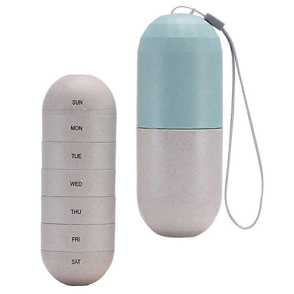 Weekly Pill Holder Stackable Storage Case Mini Sealed Organizer Blue and White 1Set