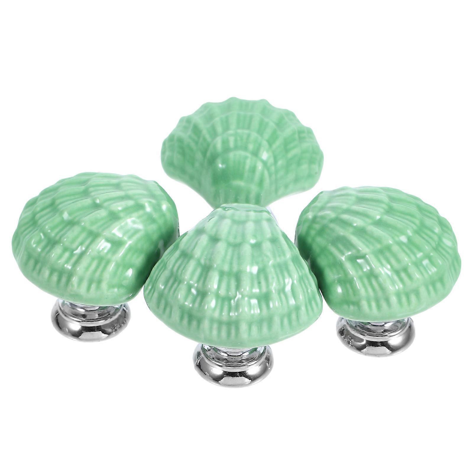 Ceramic Door Knobs Pull Handle for Home Use 4Pcs Shell Design Cabinet Knob
