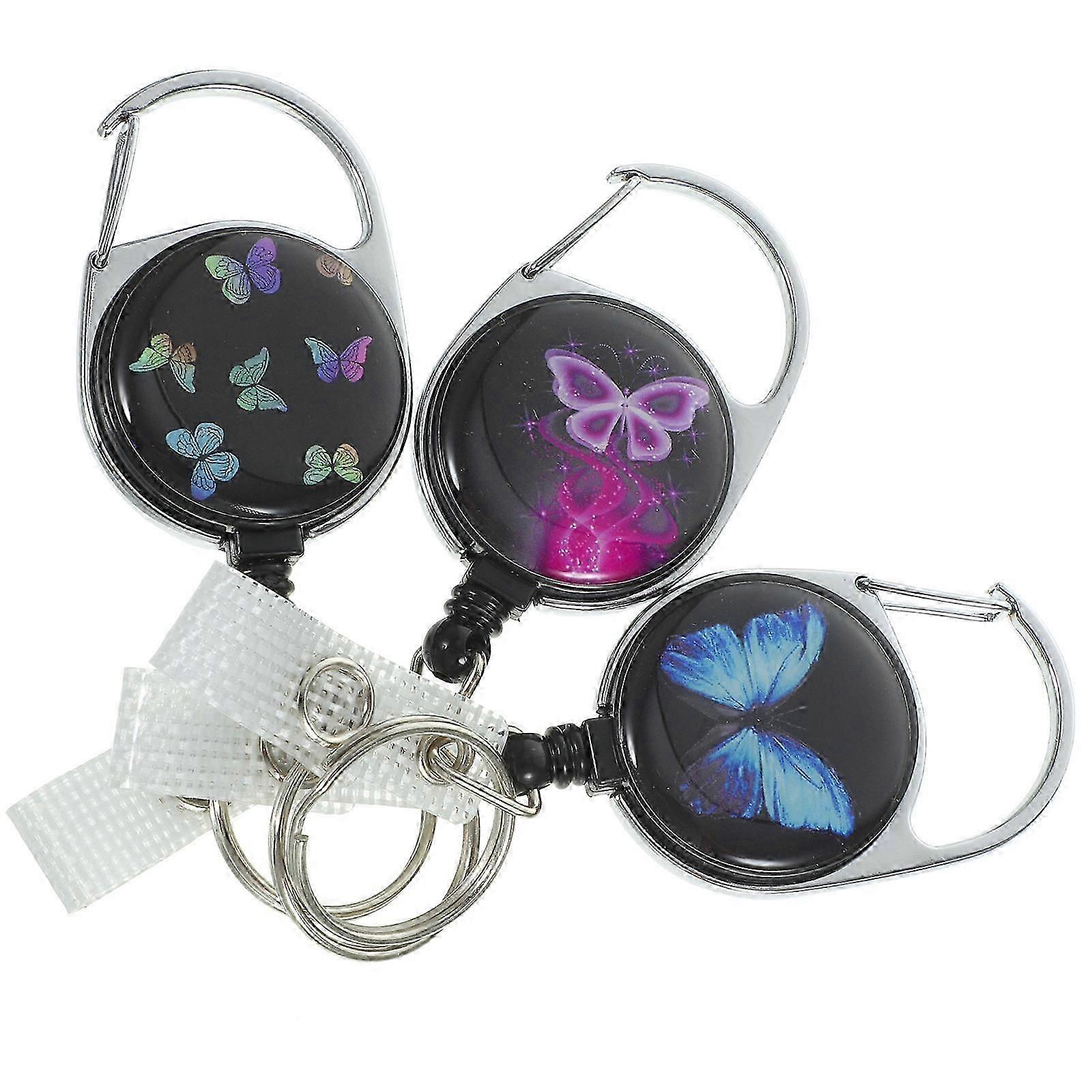 Butterflies-Pattern Cards Clips for Practical Use 3Pcs Portable Badge Holders