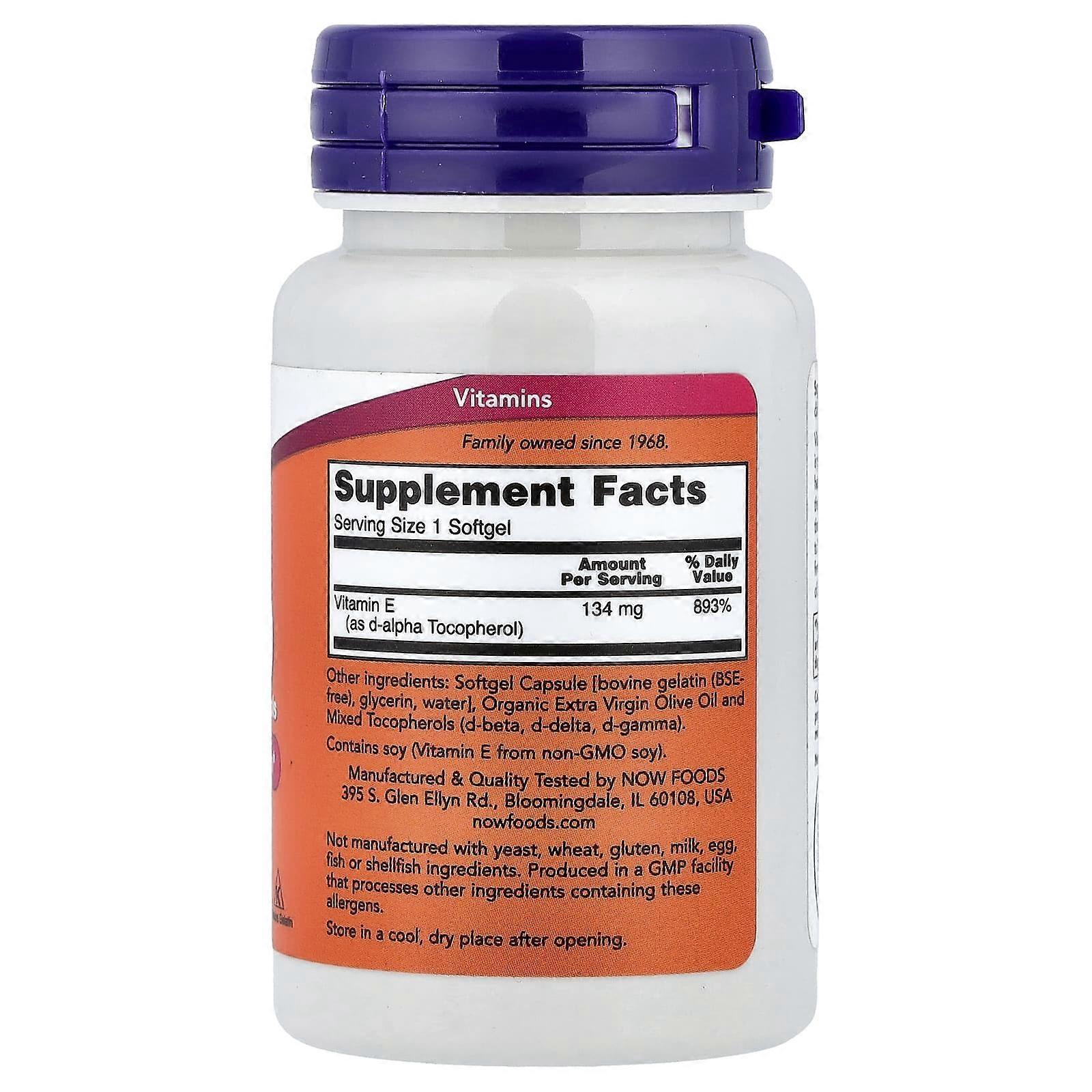 NOW Foods, E-200 with Mixed Tocopherols, 134 mg (200 IU), 100 Softgels, 2-Pack