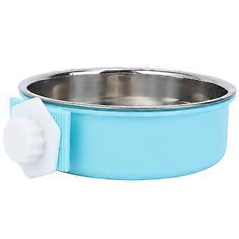 Gamelle pour chien en acier inoxydable, résistante à la chaleur, avec distributeur d'eau portable bleu.