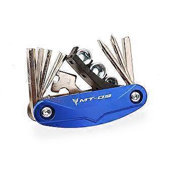 Logo für Yamaha Mt03 Mt07 Mt09 Mt 03 07 09 16 In 1 Reparaturwerkzeug Mini Reparaturschraubendreher Set Motorradzubehör Blau Schwarz