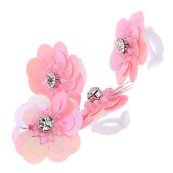 4pcs bricolage paillette fleur applique pour chaussures pinces à cheveux et vêtements rose fait à la main perles embellissements pour la Saint-Valentin