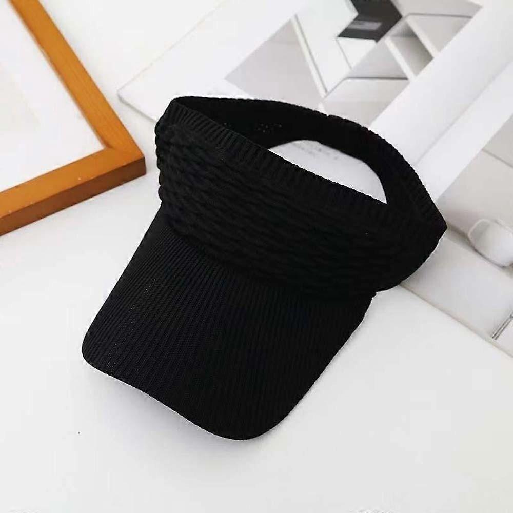 Portable Fish Scale Knitted Visor Cap Solid Color Polyester Long Brim Sun Cap Lightweight Versatile Sunscreen Empty Top Hat