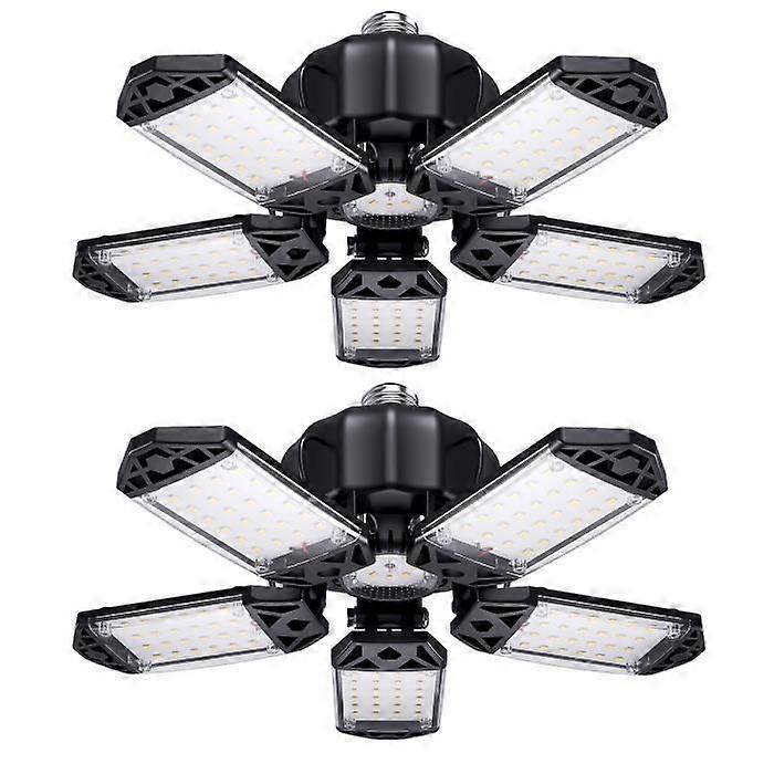 120W LED Garage Light [2 Pack], 5 Panel Deformable Workshop Lamp, E26/E27 6000K 10000LM Ceiling Light
