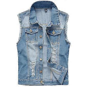 Yunclos Hombre Casual Denim Vintage Chaqueta casual sin mangas