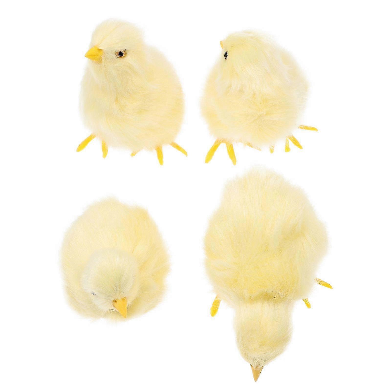 Plush Chick Model Creative Chick Decoration compatible with Storage Use 4Pcs Set