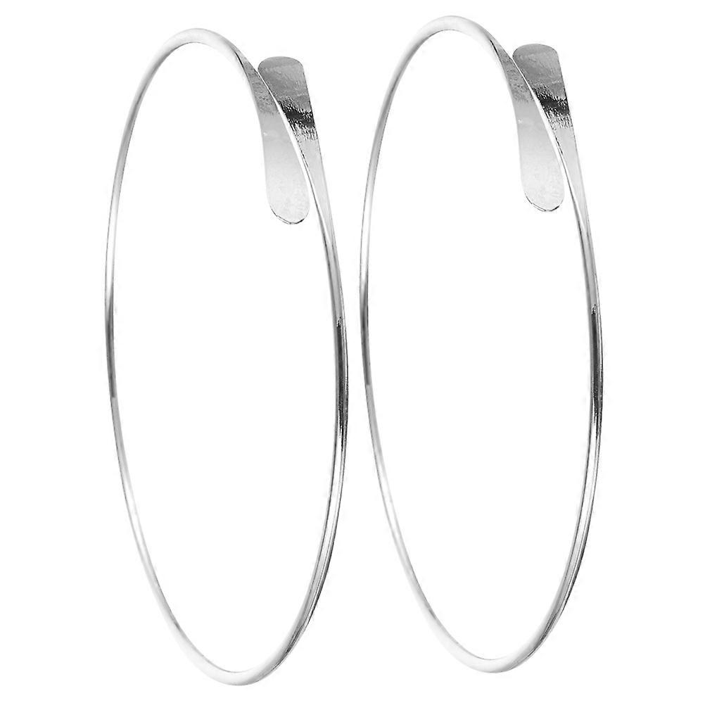 2Pcs Adjustable Silver Metal Bangles for Women Cuff Bracelets