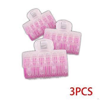 Conjunto de 3 modeladores de cabelo rosa autoadesivos de plástico PP de qualidade profissional para mulheres e meninas, tamanho grande.