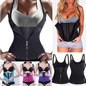 3 Clip&1 Zip 6 Steel Boned Waist Trainer Corset Sport Workout Body Shaper Tummy Control
