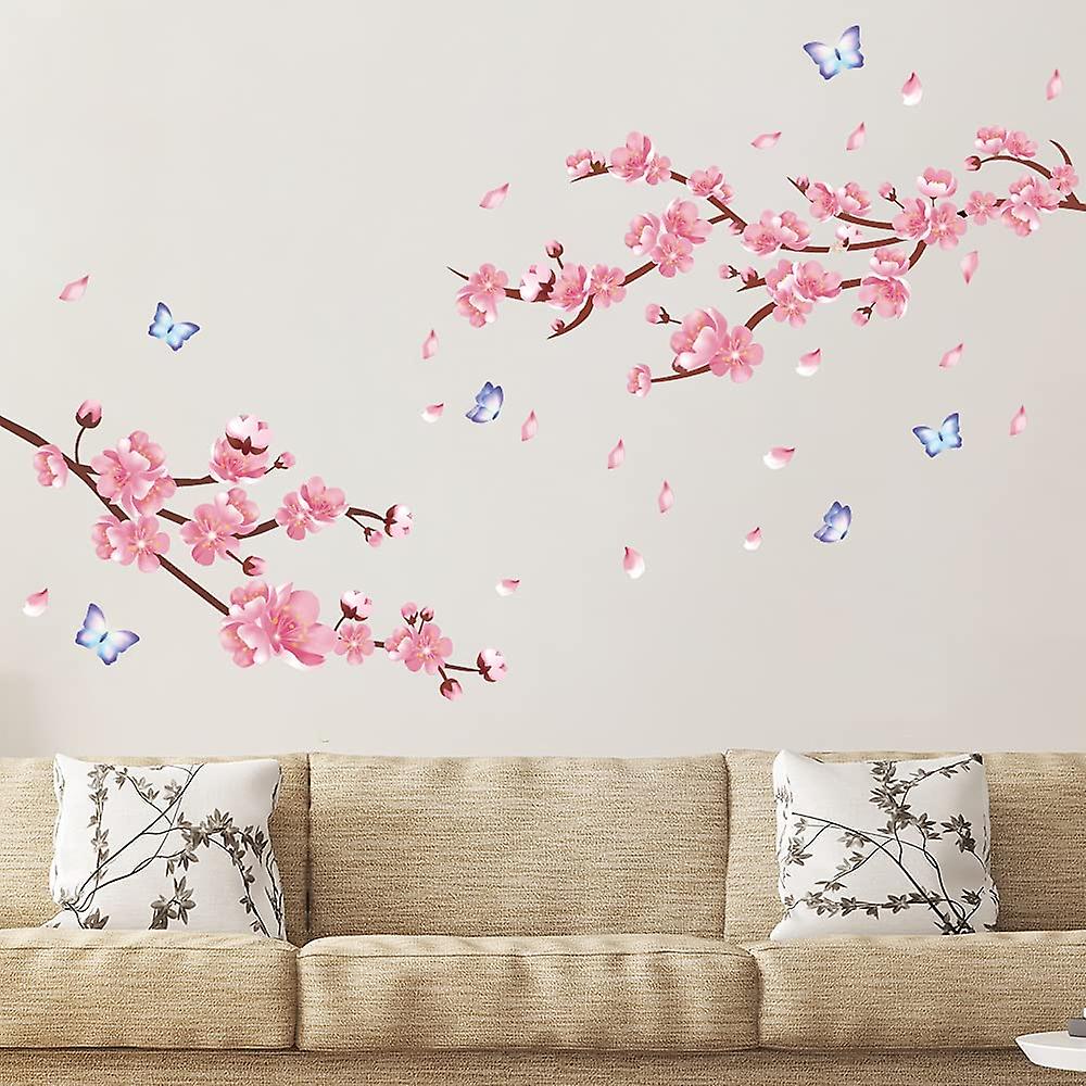 Sticker Mural 3D Effet Trompe-l'oeil Fleurs De Cerisier Blanc - Dimensions 83x204cm, Autocollant Vinyle Pour Porte - 9