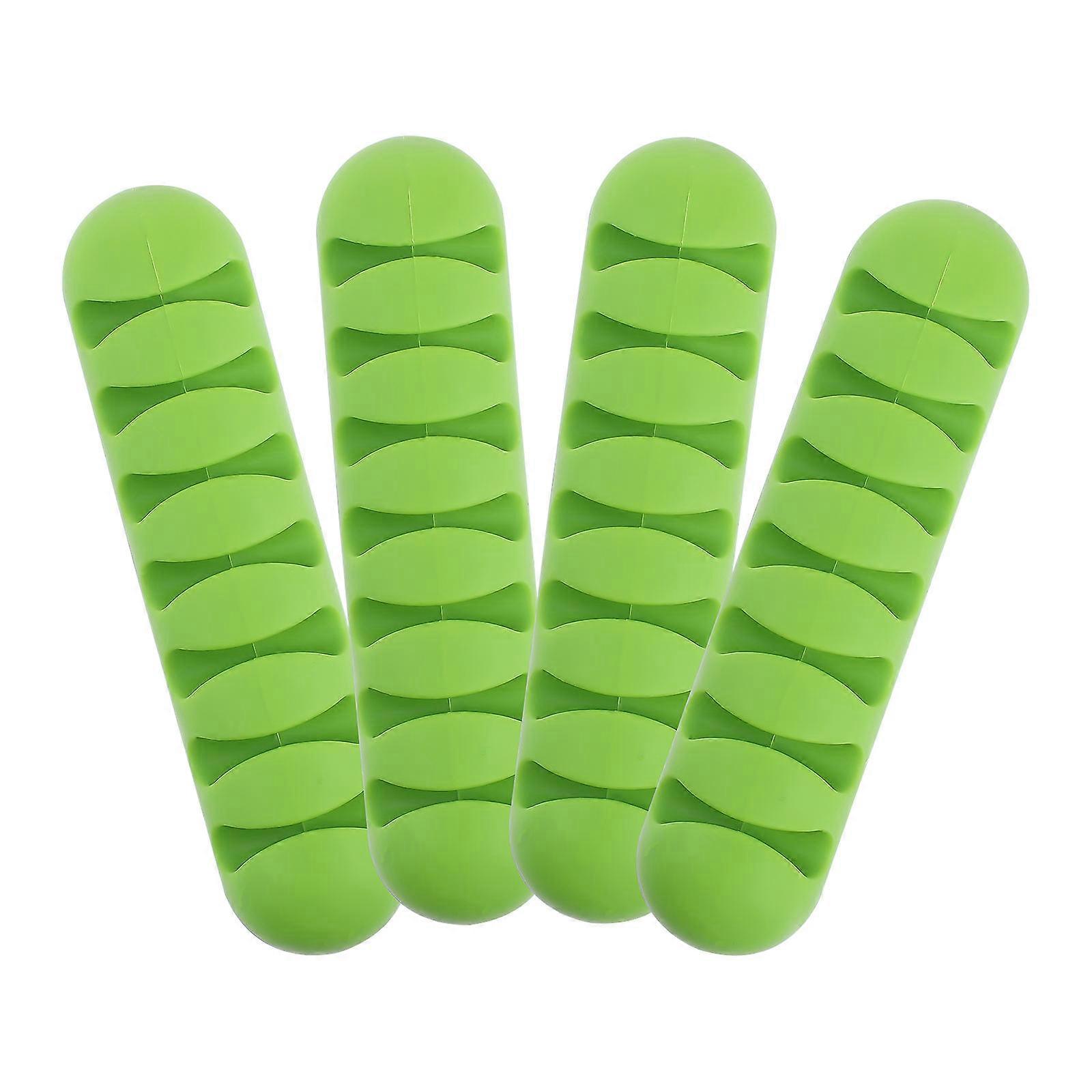 Solid Cable Holder Adhesive Cable Holders for Desktop 4Pcs Green Silicone
