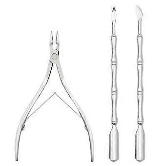 3 Pieces Cuticle Remover Cuticle Trimmer with Cuticle Pusher and Scissors Manicure Pedicure Tool compatible with Daily