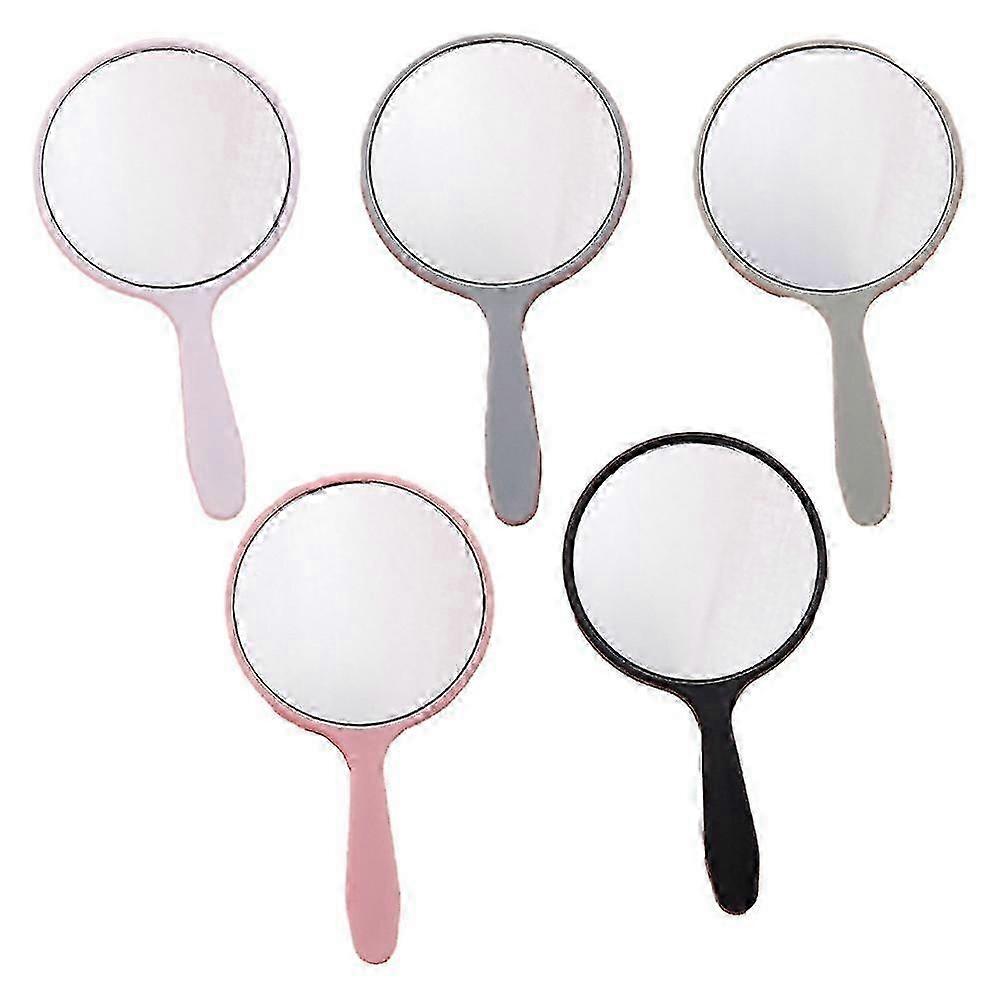 Portable Handle Mirror Makeup Handheld Mirror Round