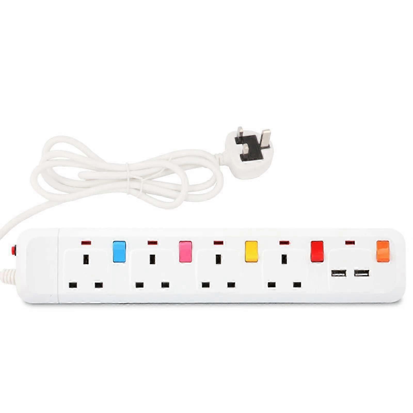 UK Extension Lead 4 Socket + 2 USB