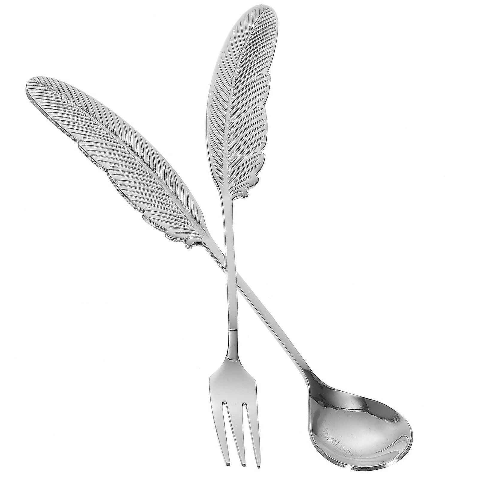 Coffee Spoon and Fruit Fork Set Use 1Set Silver