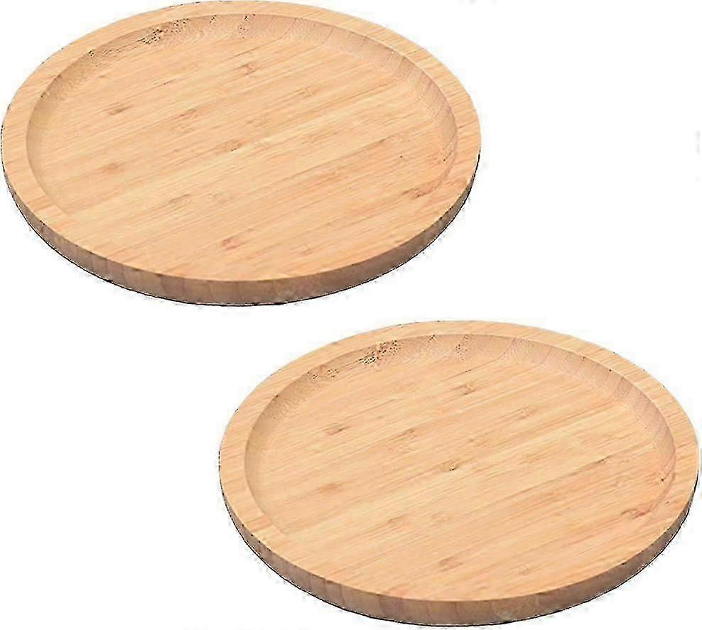 Smooth Oak Round Tray Pair