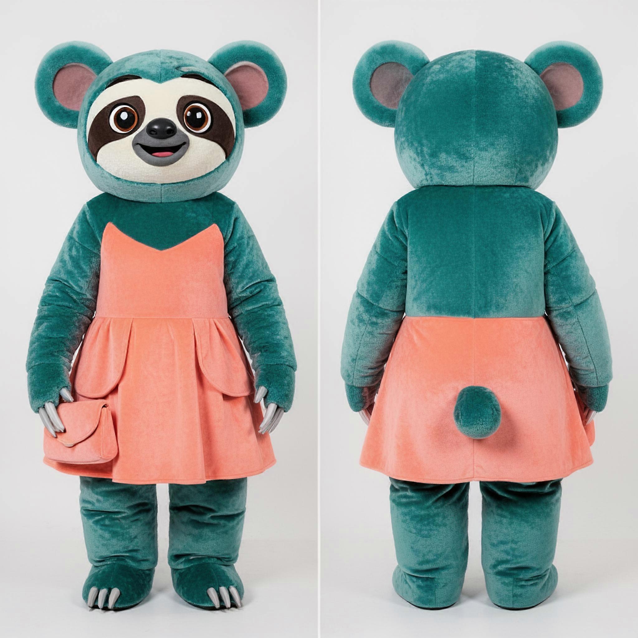 MASTICOT Teal Velvety Sloth Mascot