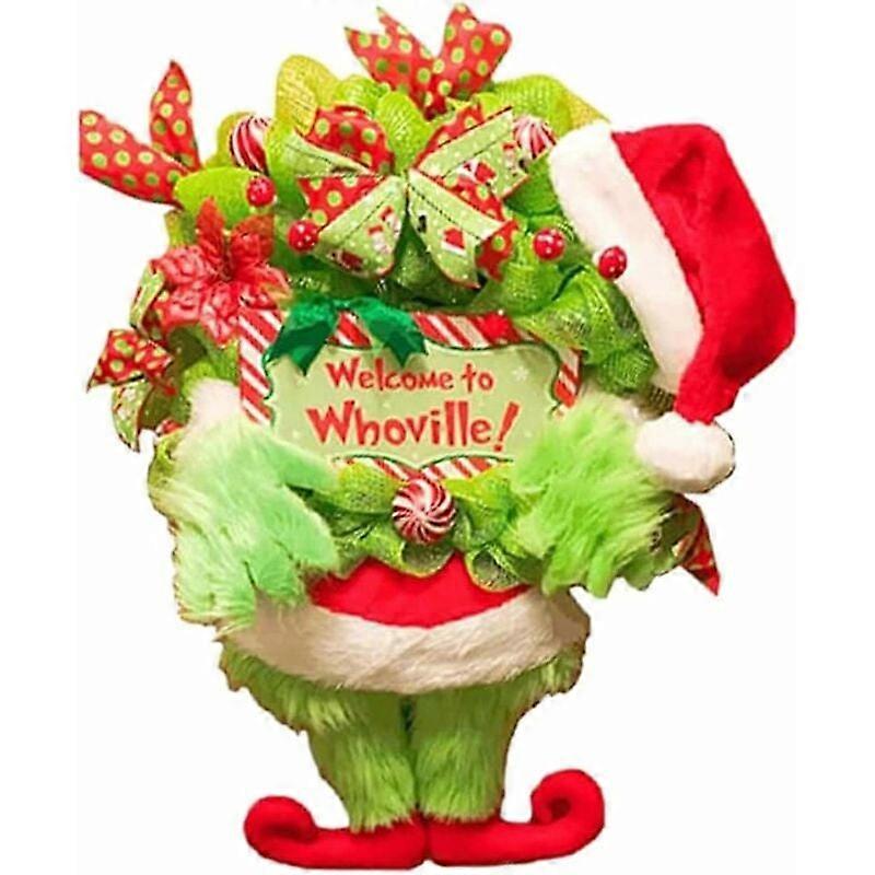 Grinch-Inspired Reversible Burlap Wreath