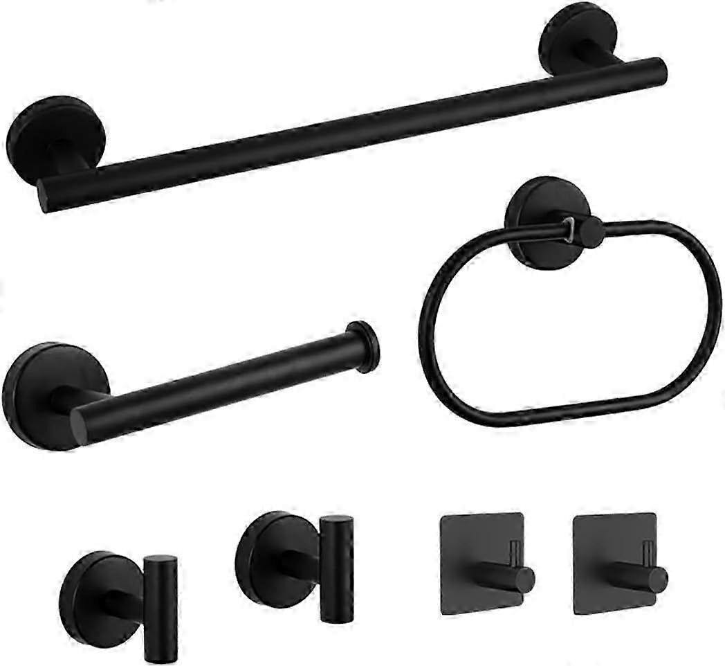 7-Pc Matte Black Stainless Bathroom Kit