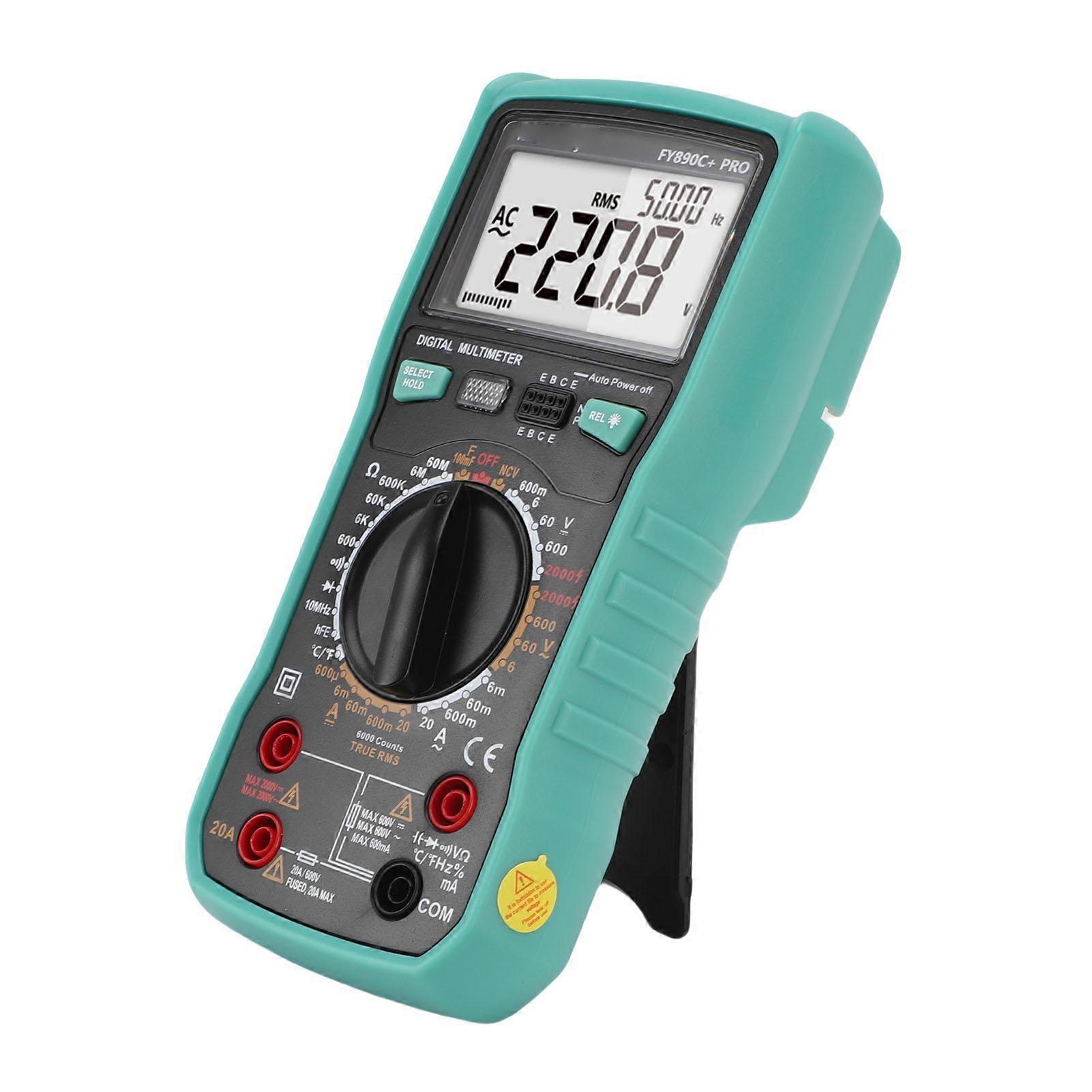 Digital Multimeter 6000 Counts Electrical Tester 2000V Voltage Current Capacitance Resistive Value Diode Triode Testing