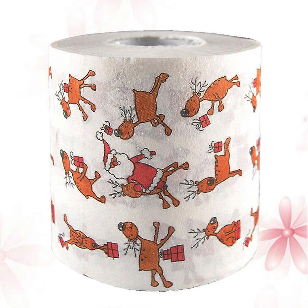 Tissue Roll Printed with Christmas Elk compatible with Cleaning 1 Roll