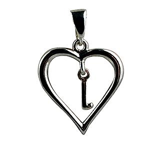 Silver heart Pendant with a hanging Initial L