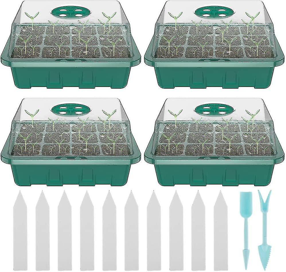 5pcs Trays With Lids 12 Cells Propagators Plant Rt Trays Humidity Adjable Ling Ter Kit With 10 Labels And 2 Ers For *chyi