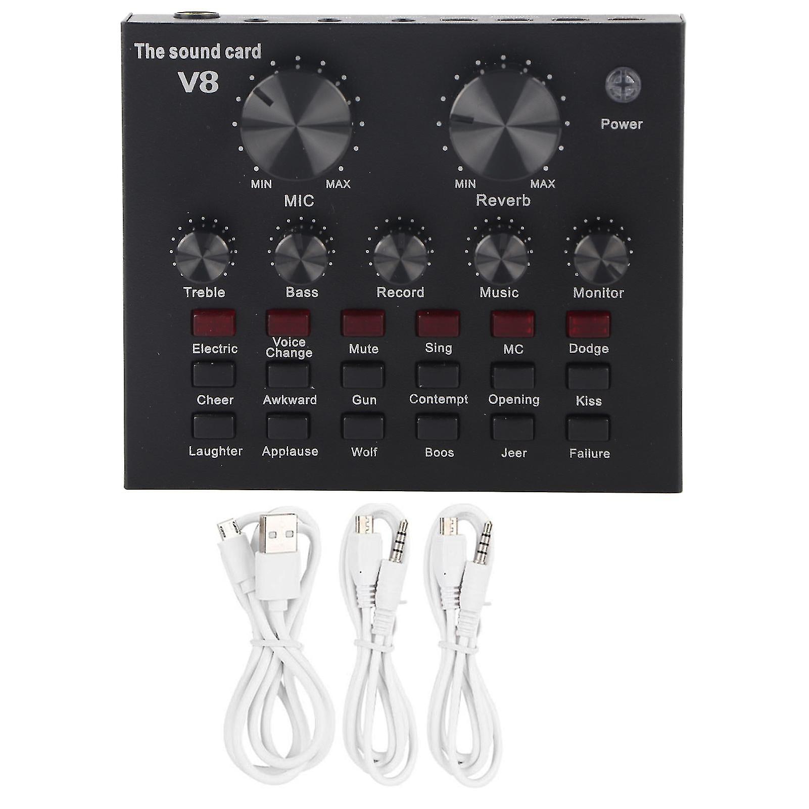 V8 Second Generation Bluetooth Computer Live Broadcast Voice Changing Card Black Abs