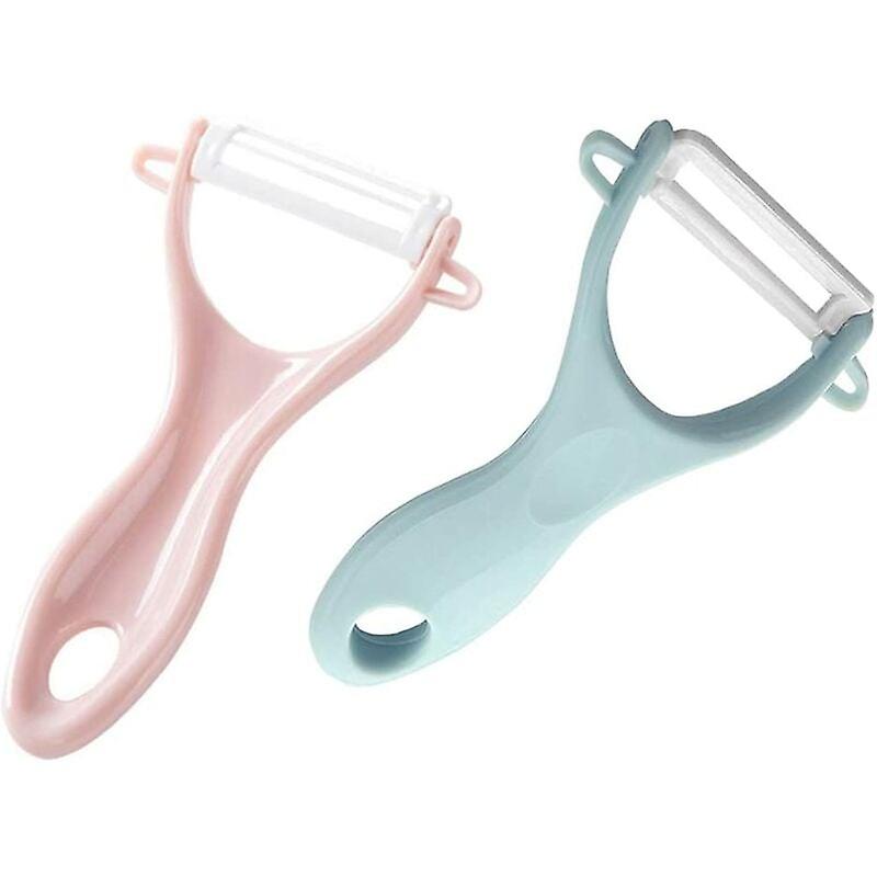 Fruit Peeler, Ceramic Peeler, Ceramic Blade Peelers for Fruits, Potatoes, Sharp Vegetables, Set of 2-Pink/Blue