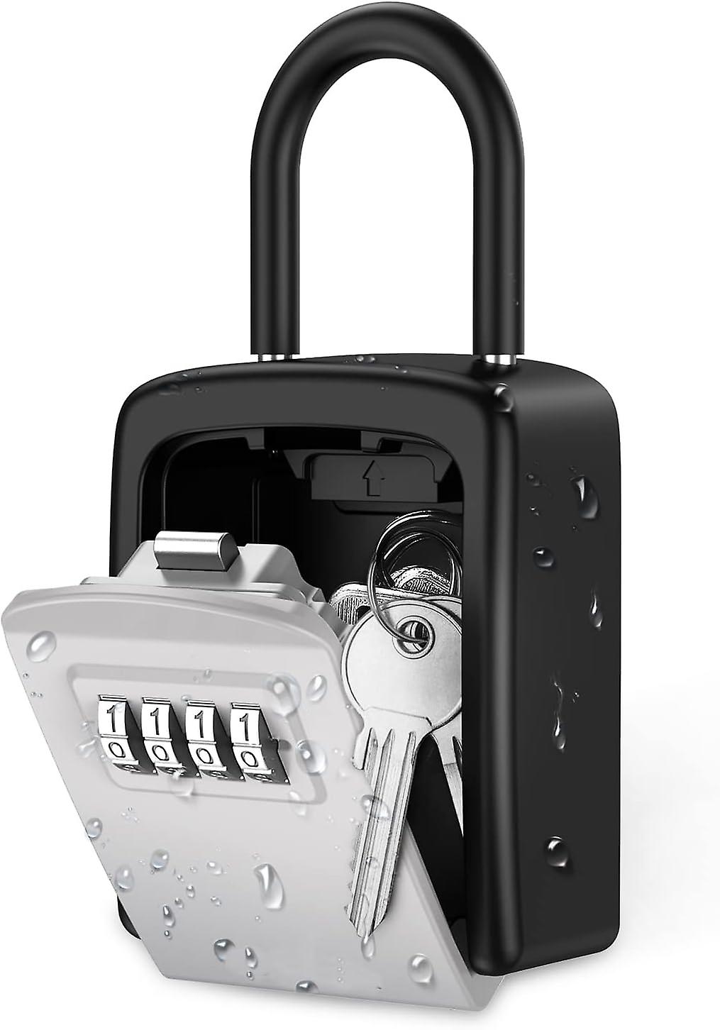 Key Lock Box, Upgraded Lockbox for Keys Outdoor, Key Safe Box, Weatherproof 4 Digit Combination Key Storage Lock Box, 5 Keys Capacity, 3.66inch