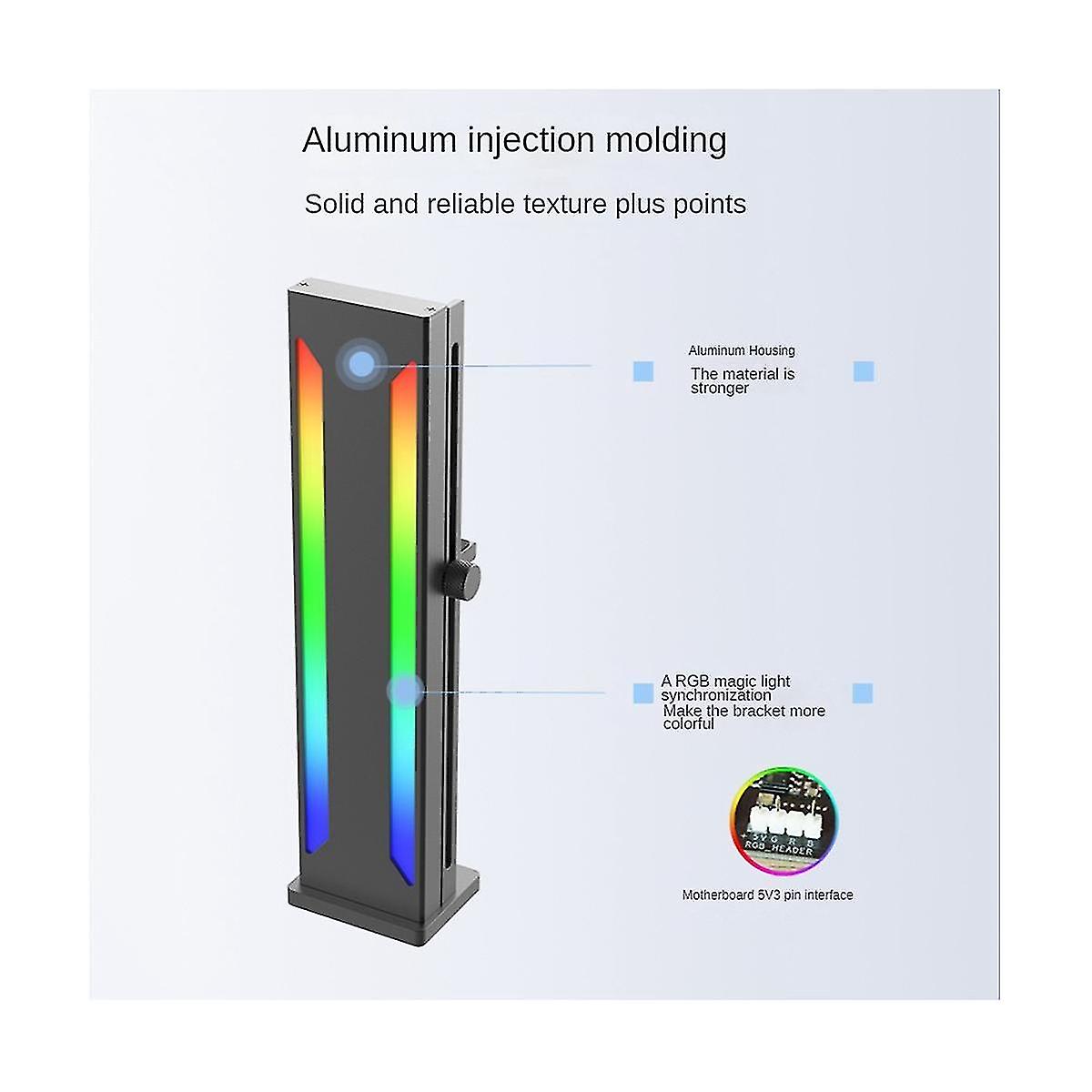 Magnetic Gpu Video Card Support 5v 3pin Rgb Adjustable Graphics Video Card Holder Sync Computer Accessories White