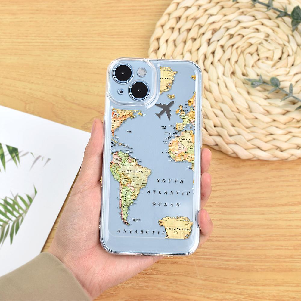 Map Transparent Black Lens All-inclusive Mobile Phone Case Is Suitable For Iphone14promax/14plus/14pro/14 Iphone13promax/13mini/13pro/13 Iphone12proma
