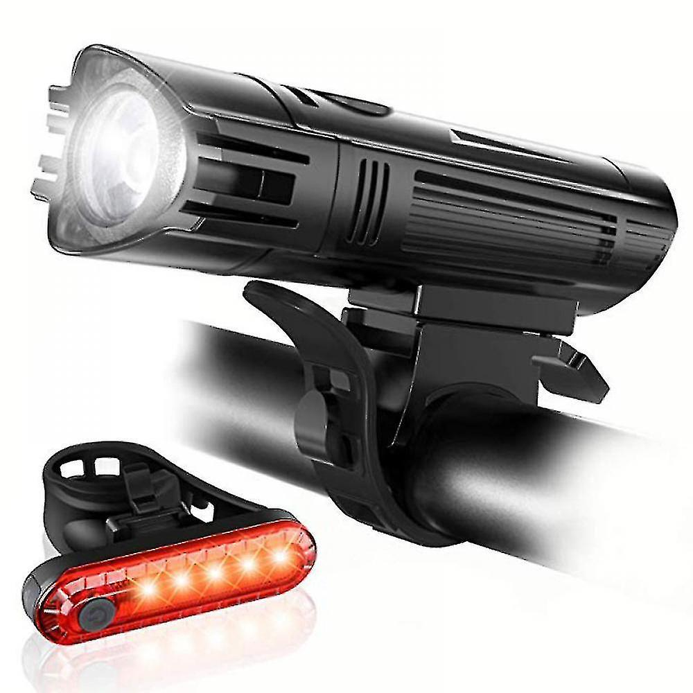 Shxx Ultra Bright Usb Rechargeable Bike Light Set, Powerful Bicycle Front Headlight And Back Tail Li