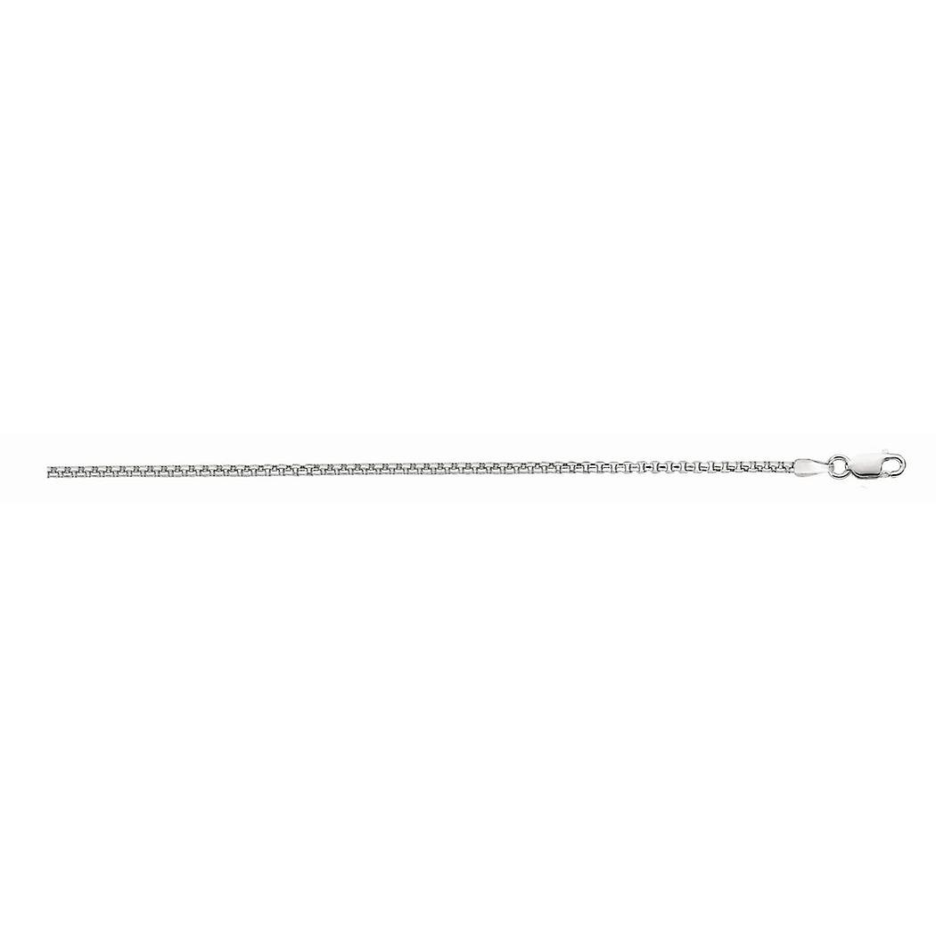Silver With Rhodium Finish 1.3mm Polished Round Box Link-Round-Box Chain Necklace With Lobster Clasp Chain-Necklace for