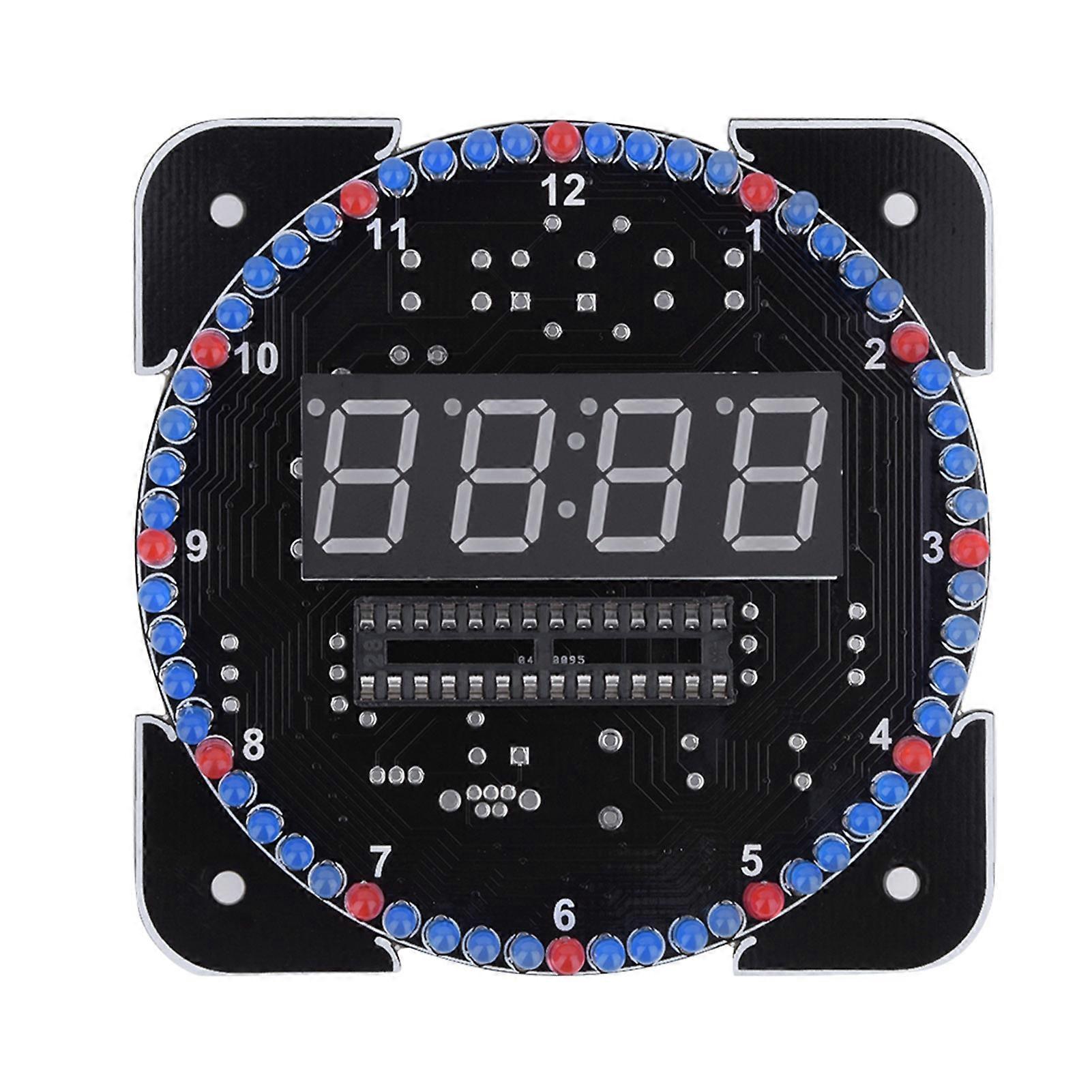DIY Light Control Rotation LED Electronic Temperature Clock Kit Set W/Case & USB Cable Green