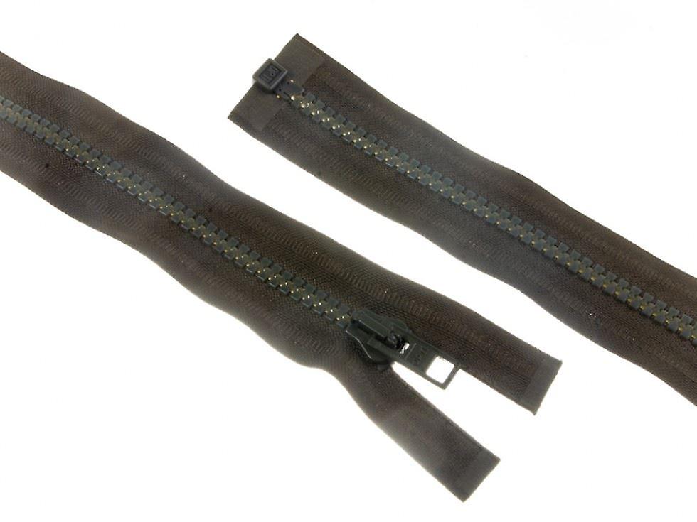 Minerva Plastic Chunky Open End Zips Olive Green - 70 cm - each